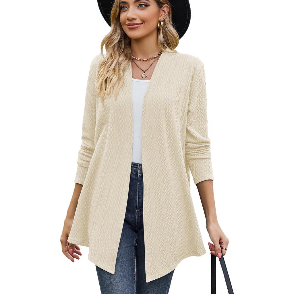 2023 Autumn/Winter Solid Color Long Sleeve Loose Cardigan Coat for Women