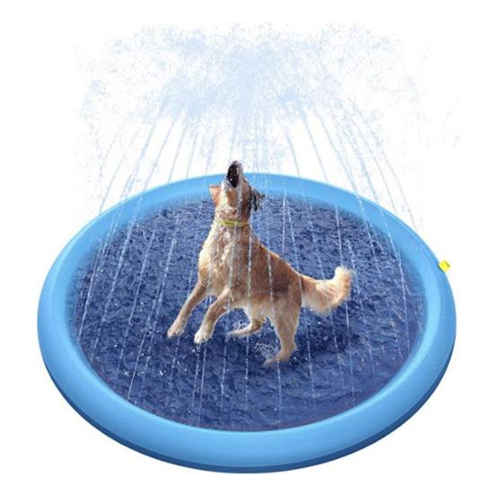 Dog Splash Pad Anti-Slip Sprinkler Dog Pool with Flying Disc Toy Outdoor Leakproof Water Play Mat Family Backyard Water Toy