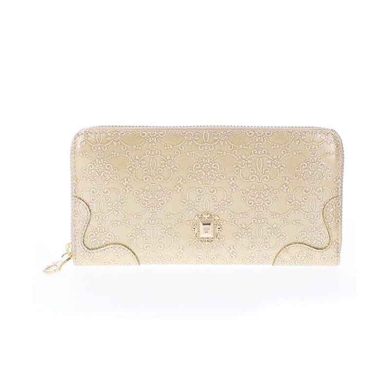 

[Anna Sui] wallet Roomy round zipper long wallet ladies Gold (new)