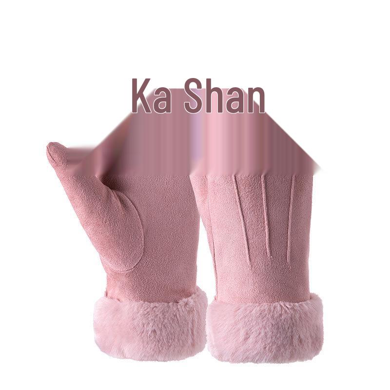 Women's Autumn Winter Touchscreen Suede Gloves, Velvet-Lined and Thickened for Warmth, Perfect for Cycling