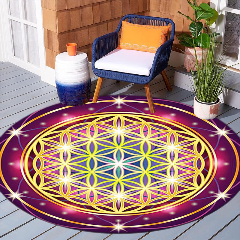 1Pc Tree of Life Circular Print Rug - home decoration Carpet For Living Room Bedroom Flooring Computer Chair Area Rug