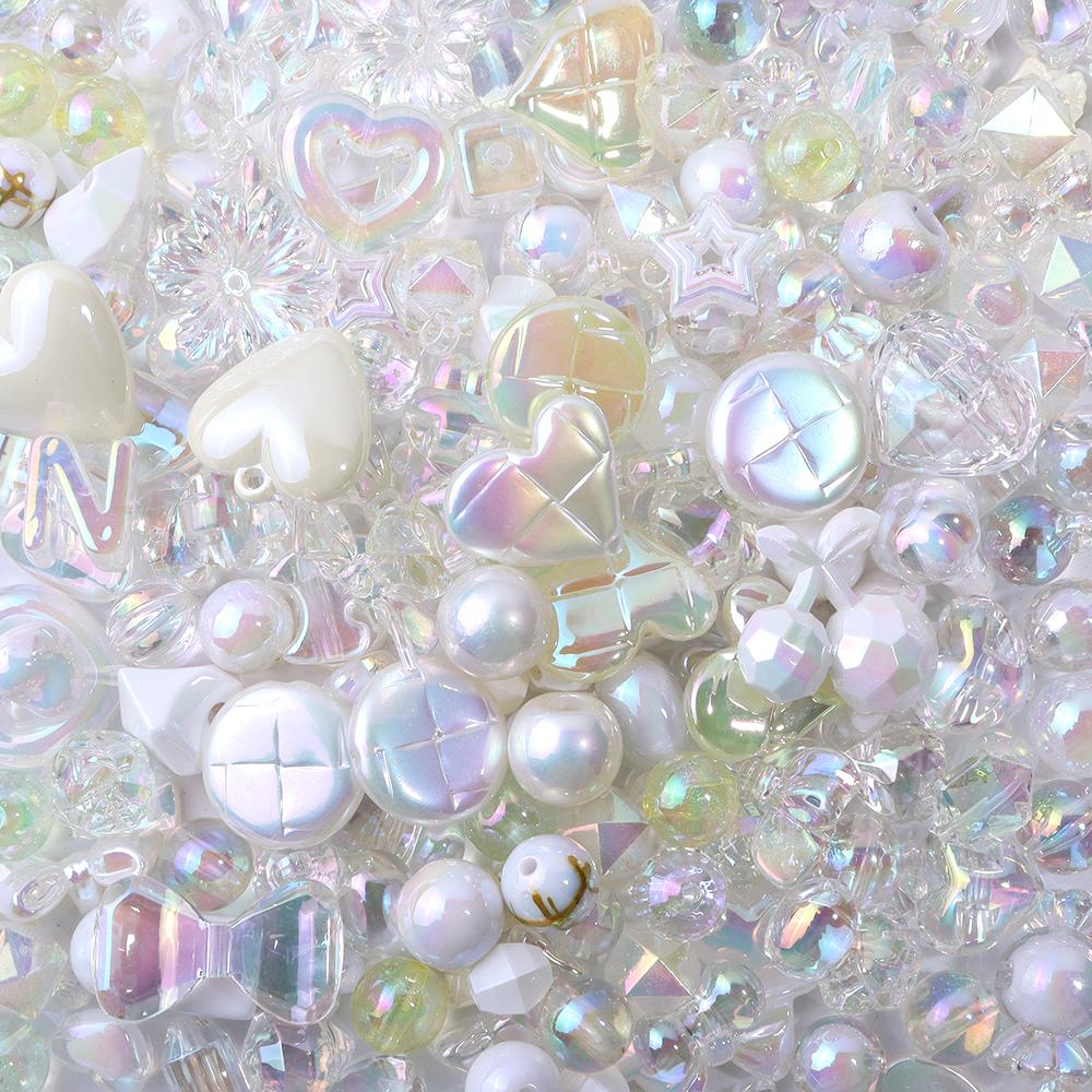 45g/Bag Mixed Shape Acrylic Beads Same Color Series UV Color Plated Loose Bead for Handmade Bracelets Necklace Key Phone Lanyard