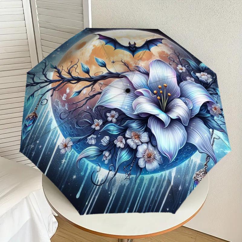

1pc Moonlit Fantasy Blossom Umbrella with Plastic Handle,Suitable for All Seasons Home Travel Outdoor UmbrellaDD1547