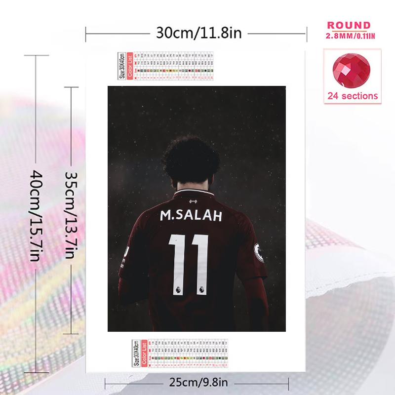 Mohamed Salah Pattern 3pcs 100% Round Full Drill 5D DIY Diamond Painting Embroidery Cross Stitch Rhinestone Décor