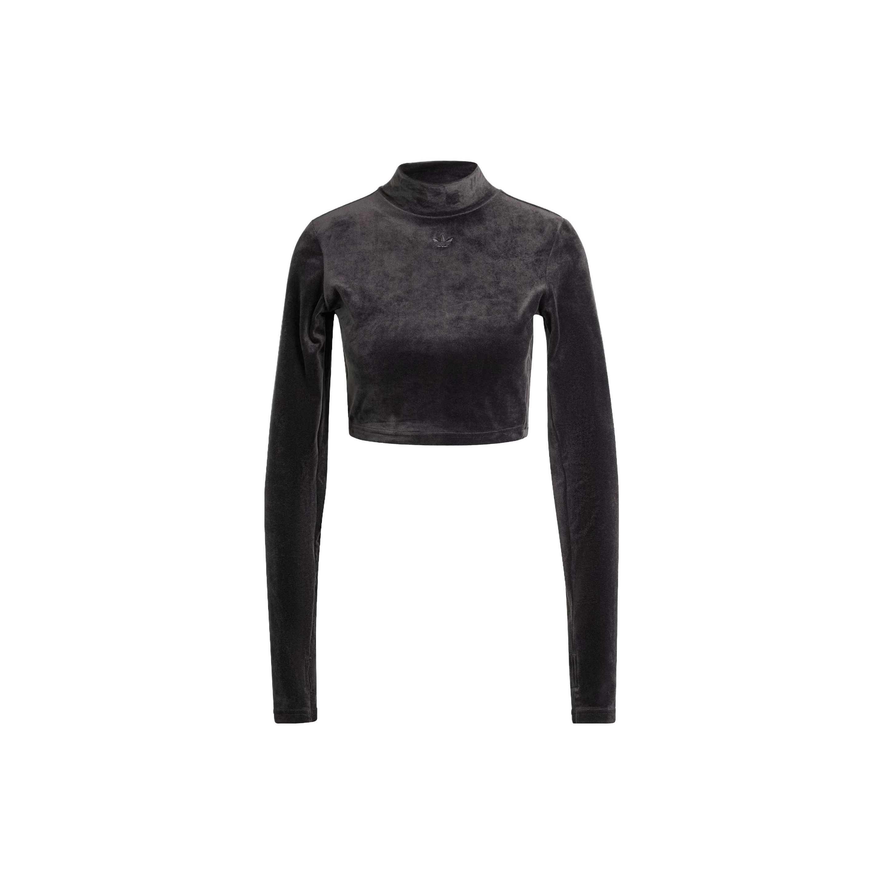adidas Originals Women s Black Velvet Crop Top IT9660 XXS