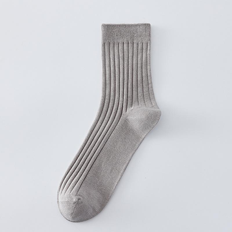 

Мужские осенне-зимние толстые теплые однотонные хлопковые полосатые носки, впитывающие пот, дезодорирующие, длинные 1 pair светло-серый