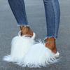 Fashion Brand Design Long Plush Slippers Mules Women 2025 Autumn Round Toe Soft Thick Bottom Slides Fashion Faux Fur Outdoor Slippers