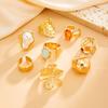 Ingemark 8Pcs/Set Elegant Imitation Pearl Flower Open Ring for Women Exquisite Geometric Wide Knuckle Ring Wedding New Jewelry