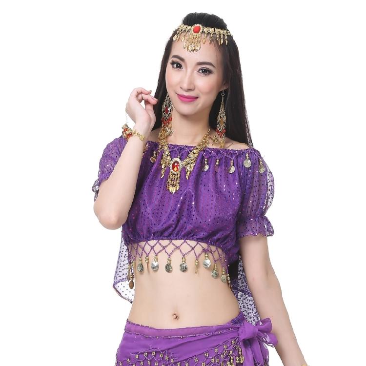 Women Belly Dance Costume Belly Dance Coin Top Belly Dancing Crop Top Halloween Performances Costume Belly Dance Outfit