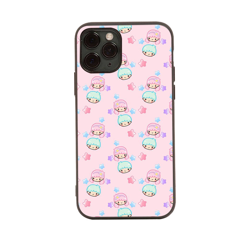 Case for iPhone 16 15 Plus 14 13 12 11 Pro 8 7 6S 6 SE 5S X XR XS Max Realme C30 C33 C31 9I Black Sofe Cover LI29 Little Twin Stars