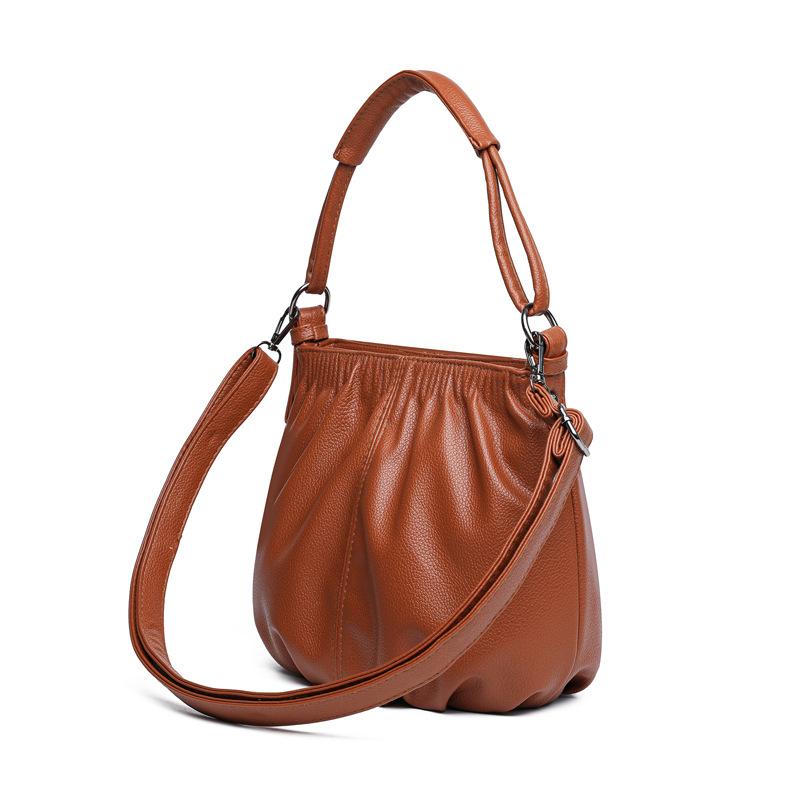 Fashionable Handbag Ladies' Bag Bucket Bag Underarm Bag Casual Soft Leather Feel Crossbody Bag for Middle-aged Women