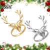 Silver Elk Table Holder Reusable Deer Ring Napkin Decorations Christmas Metal Head Holiday Dinner Settings Ring for Dining Decor