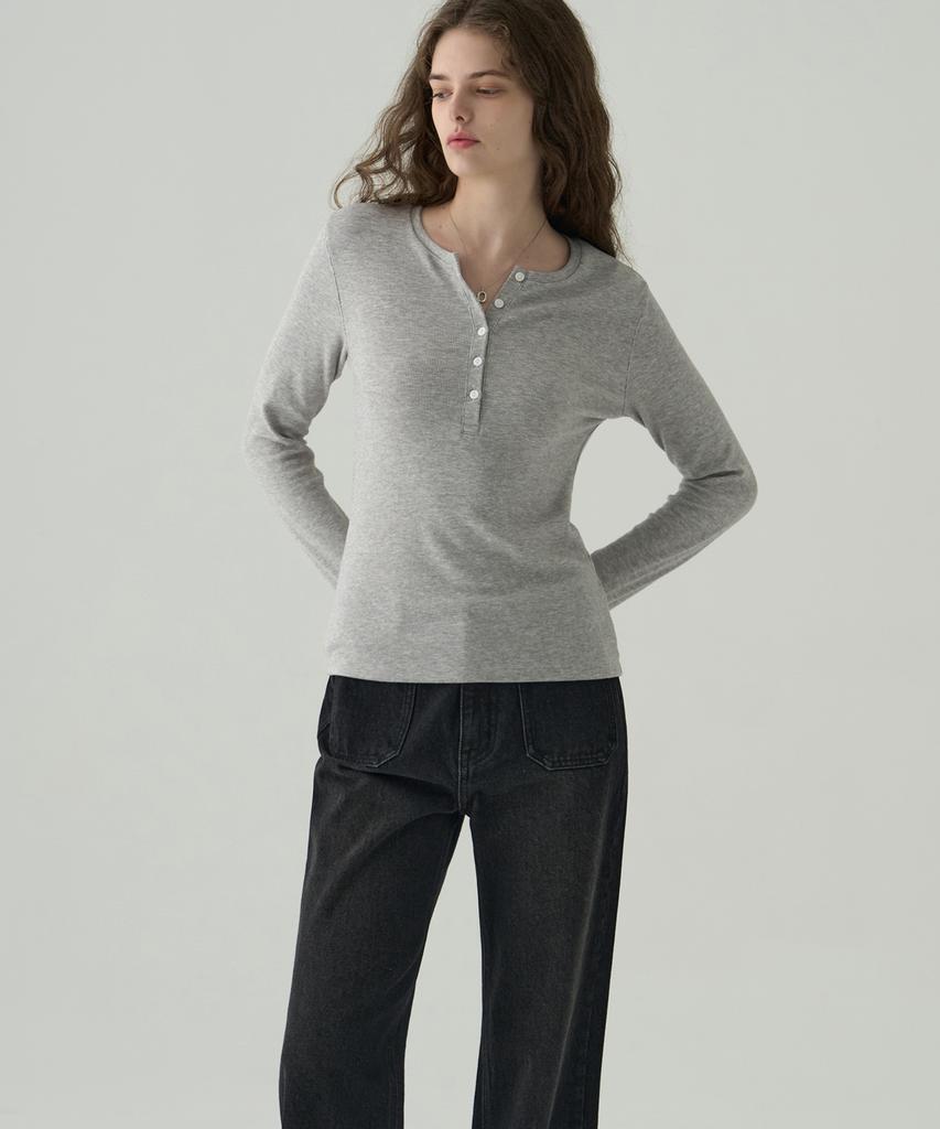Deuloupisumeon Whale Henley Neck Long Sleeve T-Shirt [Olive]