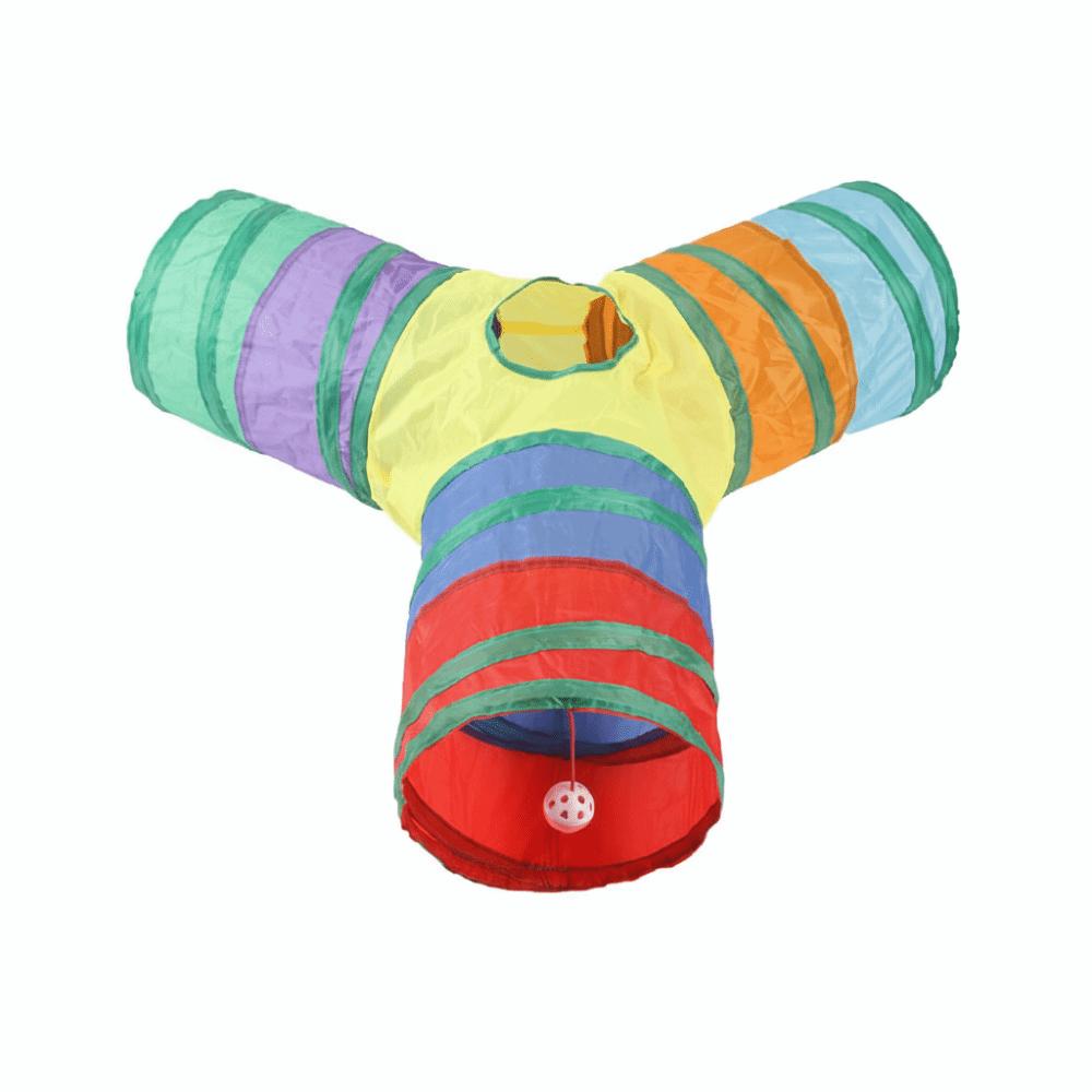 Colorful Folding Cat Tunnel Toys Breathable Kitty Training Toy Pet Collapsible Tube Toy  Training