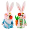 2 Piece Easter Bunny Gnomes Plush Decor, As Shown Fabric Small Faceless Stuffed Plush Tiered Tray Decor