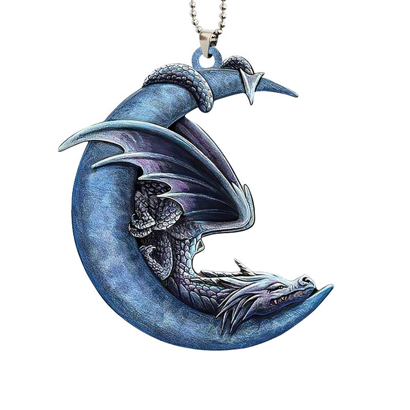 

Акриловый Хэллоуин Плоский Подвесной Кулон Синий Лунный Дракон Украшение для Сумки Декор для Дома Moon