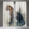 Vintage Cheetah Leopard Print Curtains Africa Wildlife Tropical Jungle Design Semi Transparent Polyester Drapes Li Set Of 2 Made