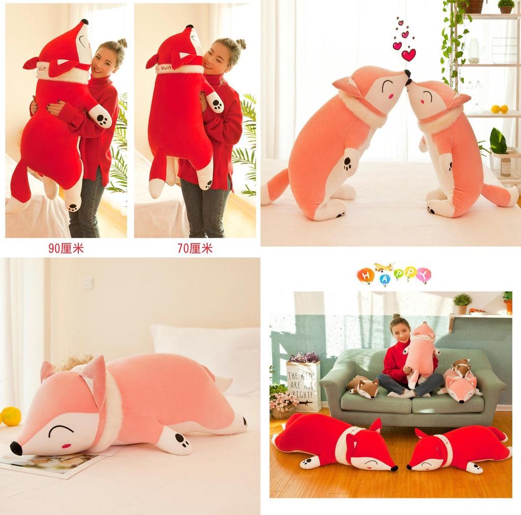 Super Soft Fox Plush Toy Cartoon Style Pp Cotton Filling Customizable 35cm 50cm 60cm 70cm 90cm 1.2m