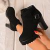 Autumn Winter Round Toe Suede Comfortable High Heels Anti Slip Casual Boots Sexy Elegant Short Boots for Women