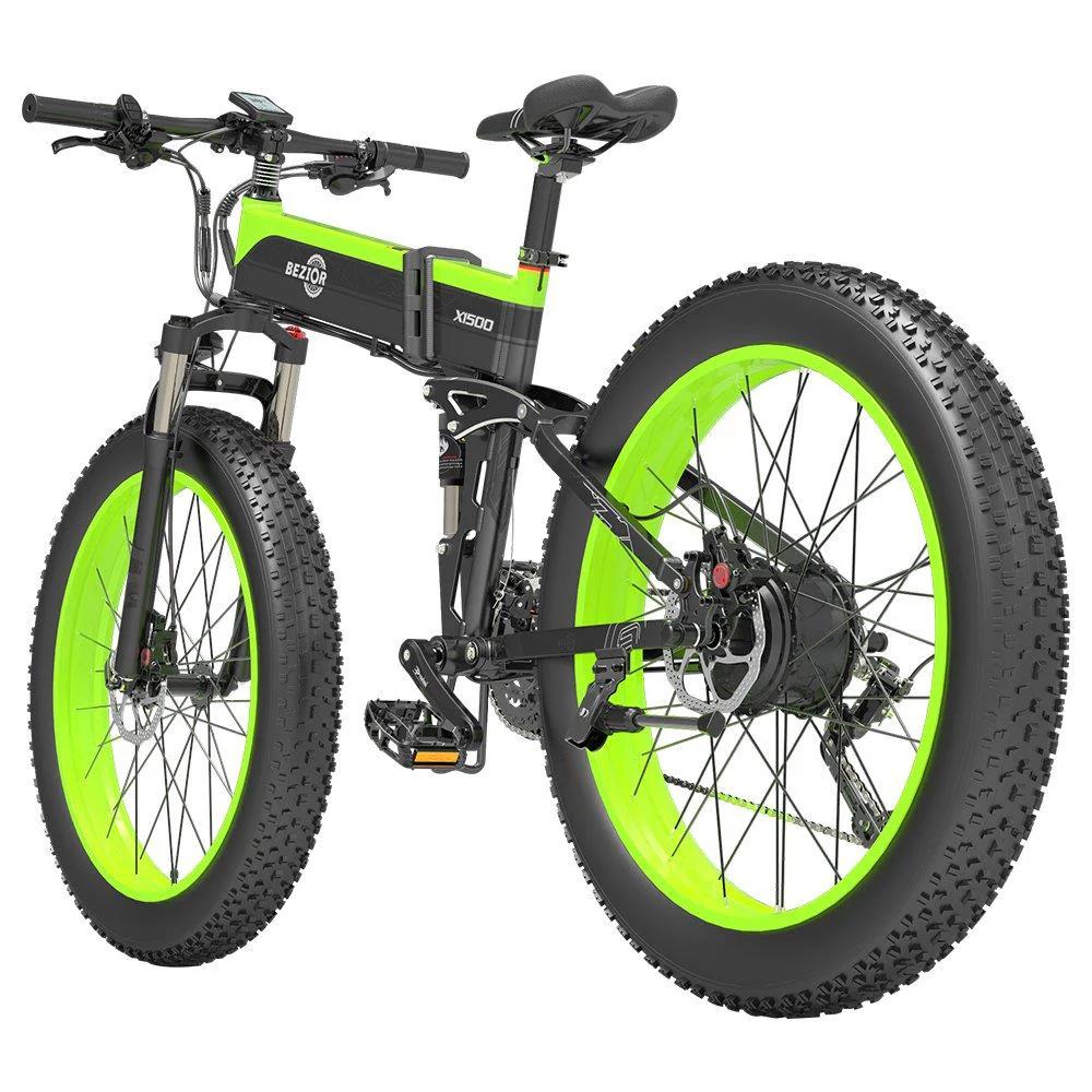 Bezior X1500 Rennrad Elektrofahrrad 1500W, 48V 12.8Ah, 40km/h, Shimano 27-Gang, Hydraulische Scheibenbremsen, 26"×4" Fat Tyre, 5" LCD-Display, IP54
