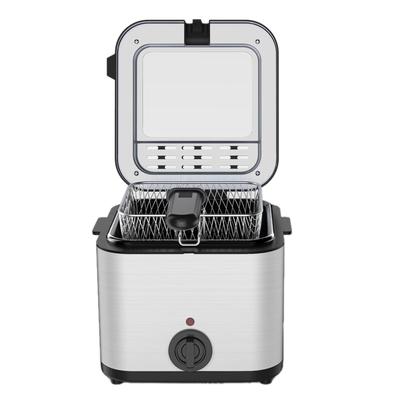 Elektrische Fritteuse Edelstahl AC 1000W Multifunktionale Fritteuse Küchenzubehör mit Korb EU