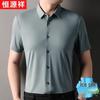 Hengyuanxiang Men's Seamless Stretch Short-Sleeve Business Shirt
