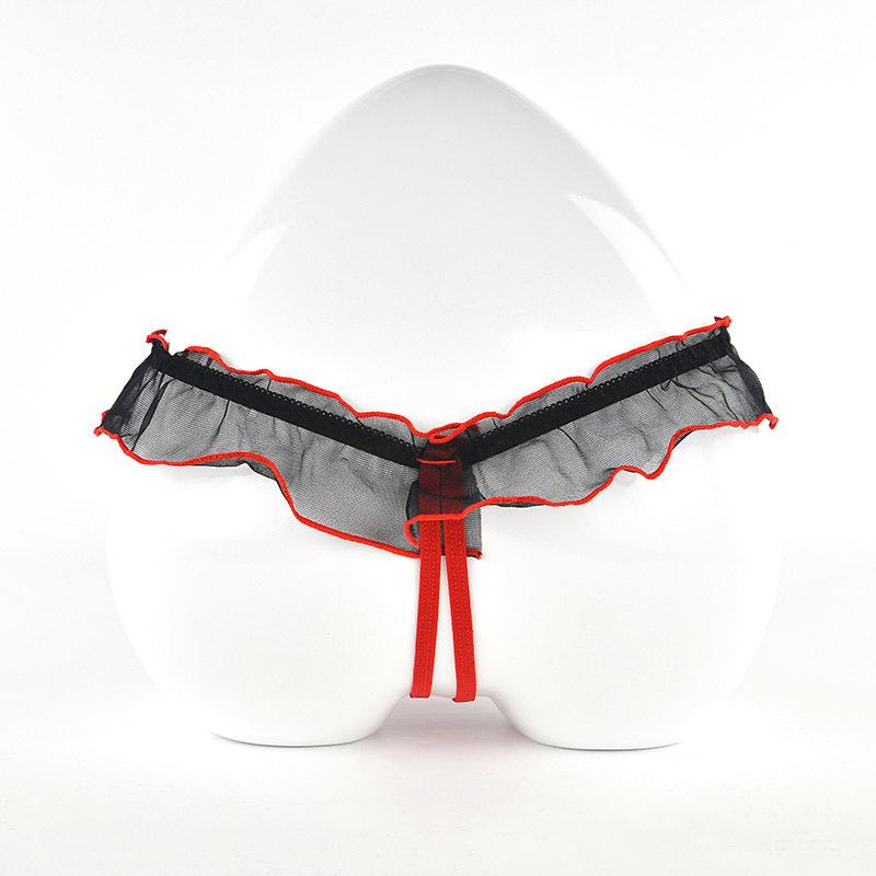 Sexy Women Underwear Panties Female Massage Pearl G-stings  Lace Lingerie Hollow Thong Embroidery T-back Panties String Briefs