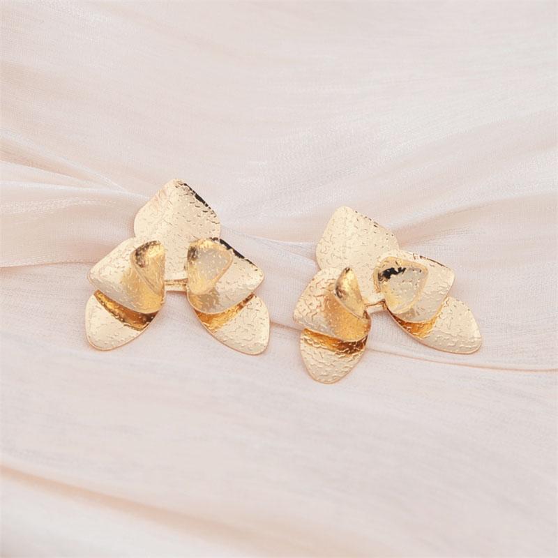 Three-layers Triangle Flower Women's Stud Earrings Folded Floral Gold Color Silver Color Petals Metal Geometric Female Earrings