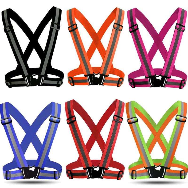 Suspensório Refletivo Unissex para Corrida Noturna para Homens Mulheres Colorido Ajustável Luminoso Larga Alças Cinto Esportivo Jovem