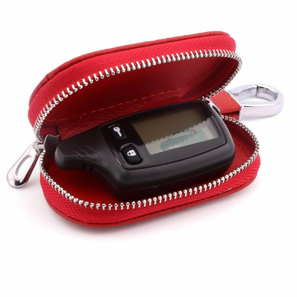 1x Universal PU Leather Auto Car Truck Smart Remote Key Holder Fob Bag Case Red