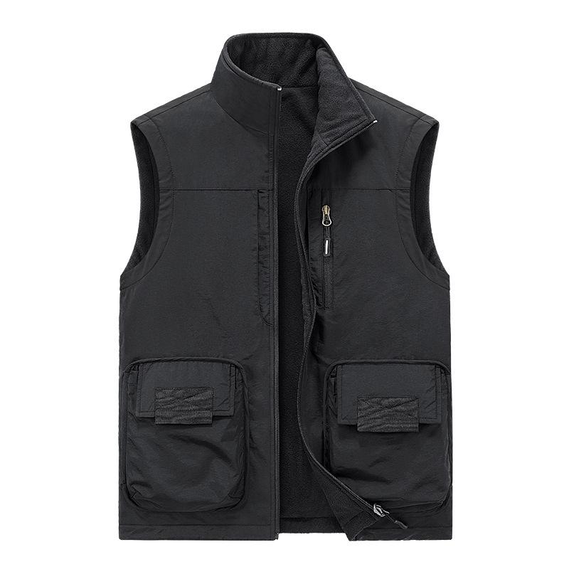 Men's Double-Sided Polar Fleece Vest - Windproof, Warm, and Plush for Autumn/Winter Outdoor Activities
