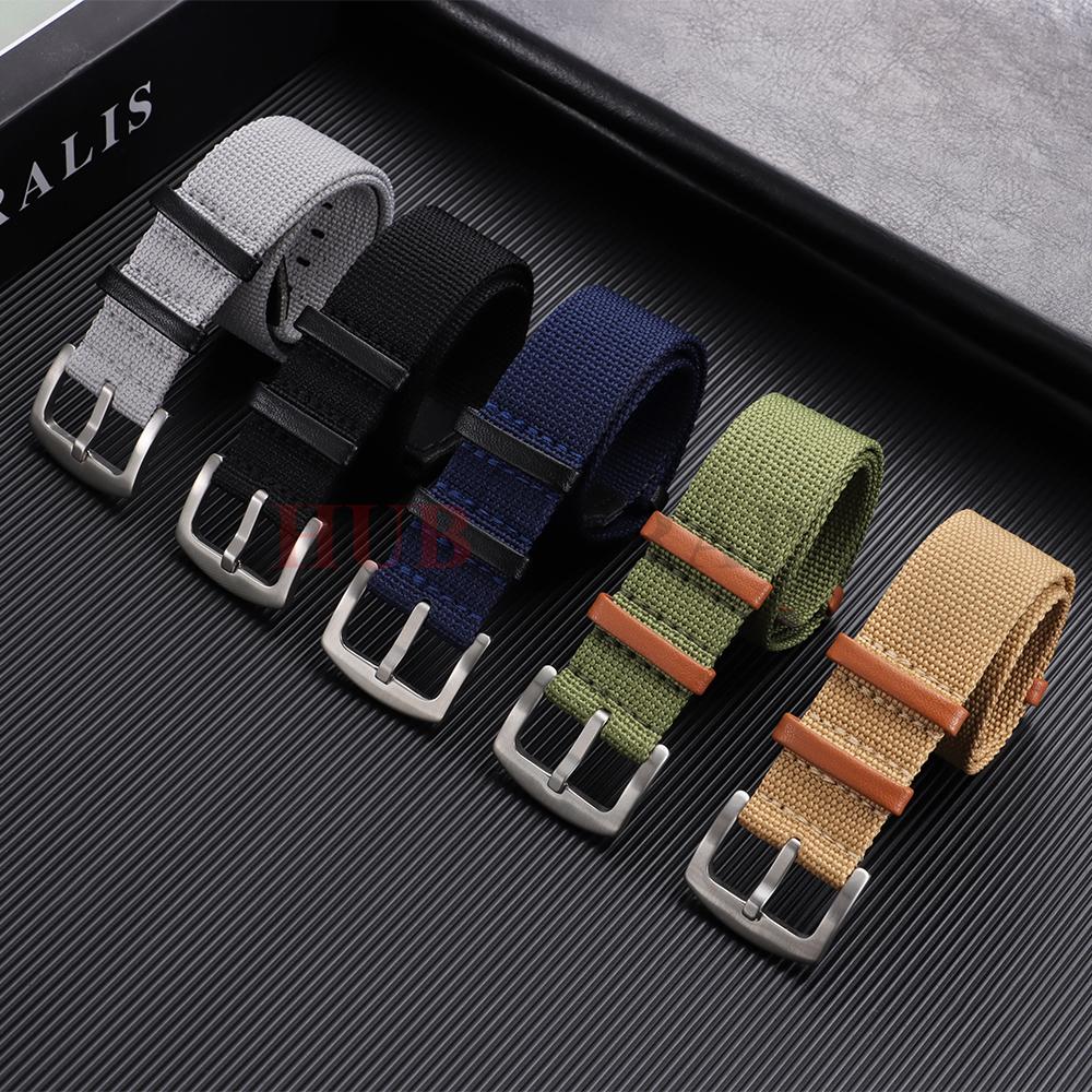 20mm 22mm Uhrenarmband für Seiko für Rolex Canvas Nylon Patch Lederarmband Uhrenarmband für Hamilton für Omega Ersatzbänder