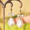 Exquisite Korean-Japanese Fashion Zircon Bow Pearl Earrings