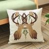 Christmas Reindeer Head Home Decorative Sofa Throw Pillow Couch Cushion Cover Cream Color Linen Deer Animal Print Pillow Cover