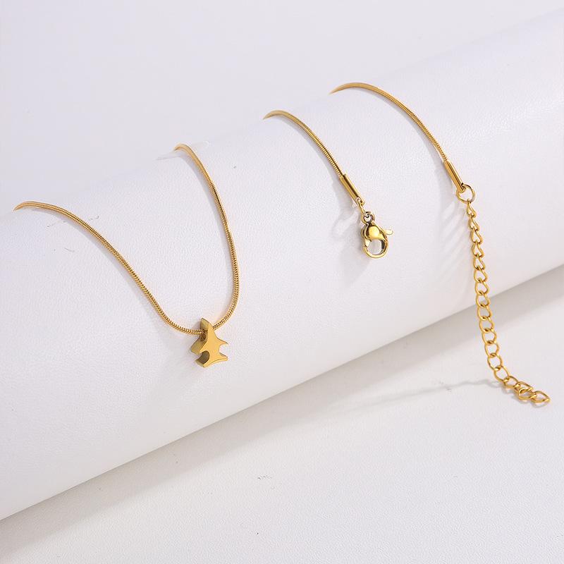 Small Love Heart Star Flower Charm Clavicle Chains Girl Neck  New Stainless Steel Snake Chains Choker Necklace for Women