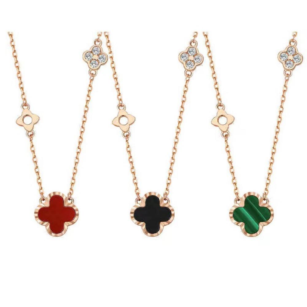 Four-leaf Clover Necklace Agate Clavicle Chain Women's Luxury Birthday Gift Qixi Festival Gift for Girlfriend