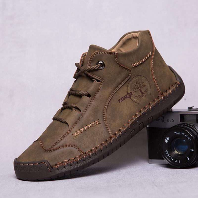 Winter Men Ankle Boots Classic Man Leather Casual Shoes Outdoor Lightweight Handmade Walking Sneakers Comfortable Work Boots