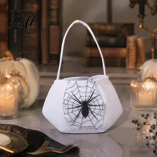Sturdy Fabric Candy Buckets Halloween Trick or Treat Bag Funny Ghost Expressions Non-woven Handbag Accessories Lightweight for Kids Party Favors And
