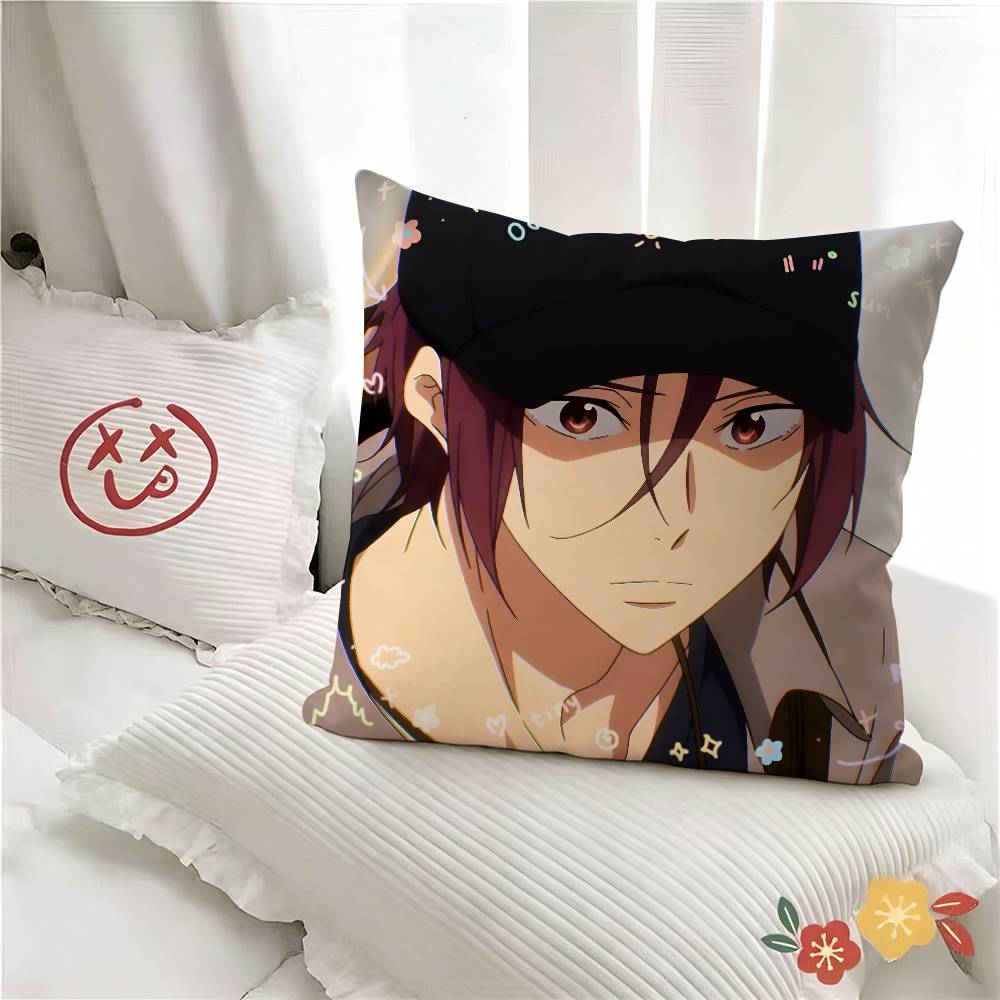 pc Cartoon Rin Matsuoka Pillow Case Fashion Square Pillowcase Bedroom Sofa Room Ins Decoration Leisure