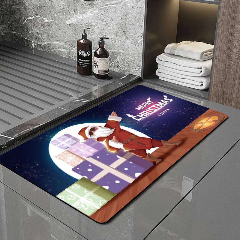 SANFAN Customizable Christmas Multipurpose Floor Mat Doorway Bath Mat Kitchen Mat