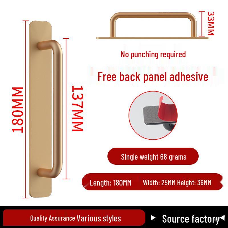 Aluminiumlegering Deurklink zonder Boren voor Glazen, Stalen, Kunststof Balkon-, Schuif- en Kastdeuren
