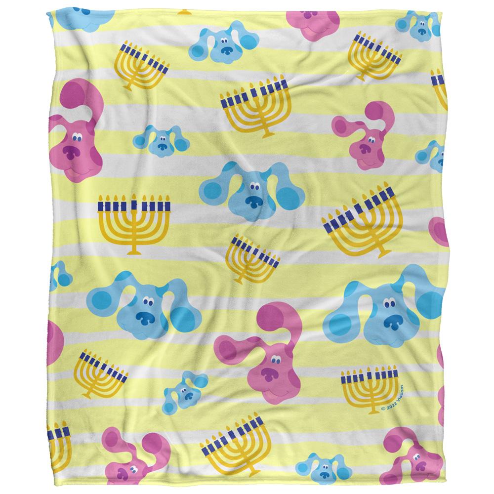BlueÂ´s Clues Silky Patterned Blue Hanukkah Supersoft Blanket