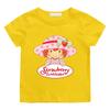 Cute Strawberry Shortcake T-Shirt for Children Retro Cartoon Print Tees Cotton 100% Short Sleeved Casual O-Neck Kids Tops Summer