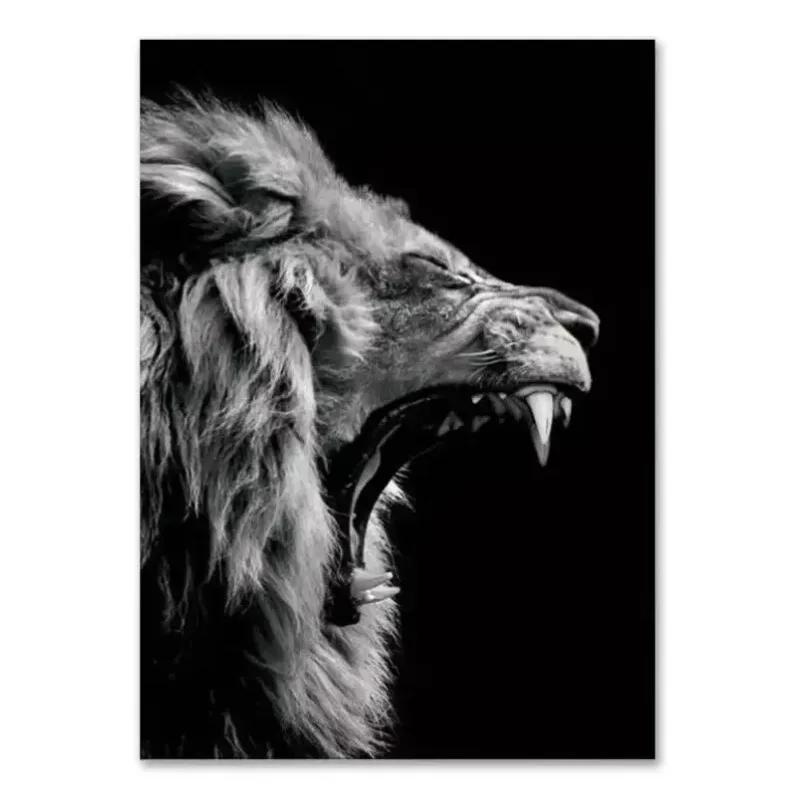Animal Family Poster Lion Family Print Black and White Canvas Wall Art Modern Painting Picture Decor for Bedroom Wall Art Gift