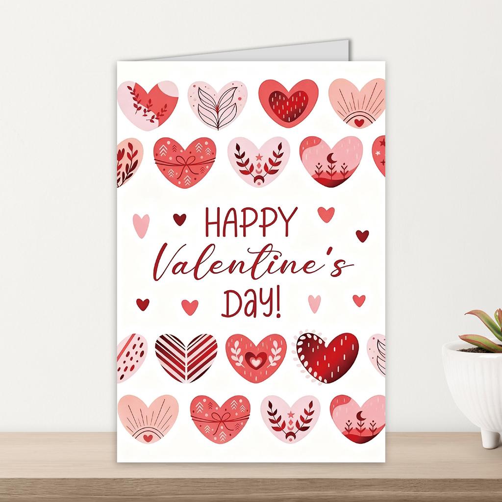 Valentine'S Day Love Greeting Card Envelope Set Pink Heart Pattern Decoration Romantic Holiday Blessings Gift Card Starting From 10 Sets