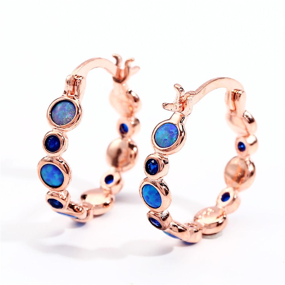 Europäischer und Amerikanischer Beliebter Runder Farbiger Zirkon Voll Diamantring Ohrstecker für Frauen Retro und Vielseitig