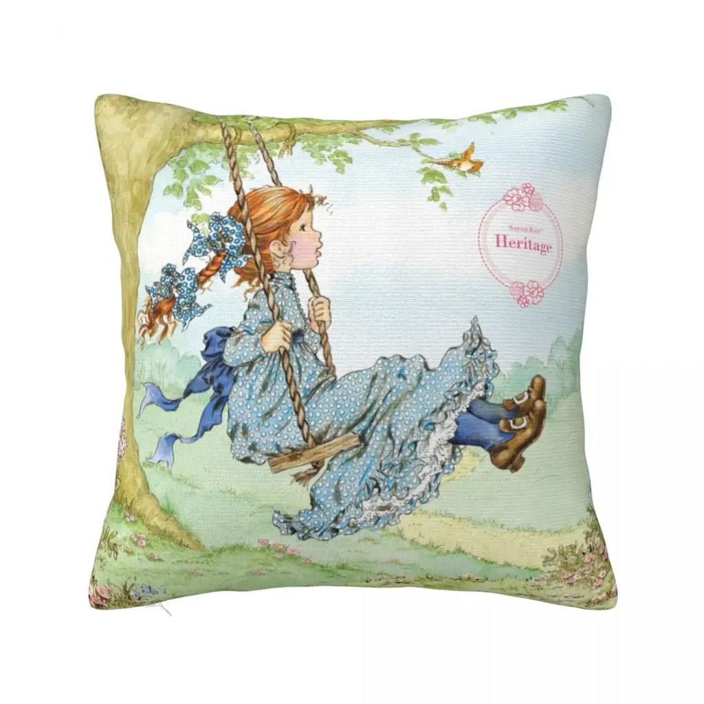 Niedlicher Kissenbezug mit Sarah Kay-Mädchen-Motiv, bedruckter Stoff, Kissenbezug, Dekoration, Cartoon-Kissenbezug für das Landleben, verschiedene Größen