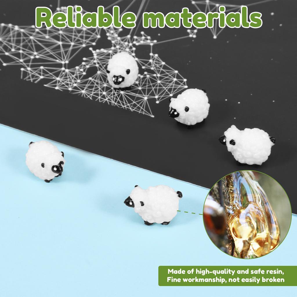 Miniature Sheep Figures Resin Realistic Mini Animals Model DIY Sheep Cake Moss Landscape Ornament for Craft Tabletop Party Decor