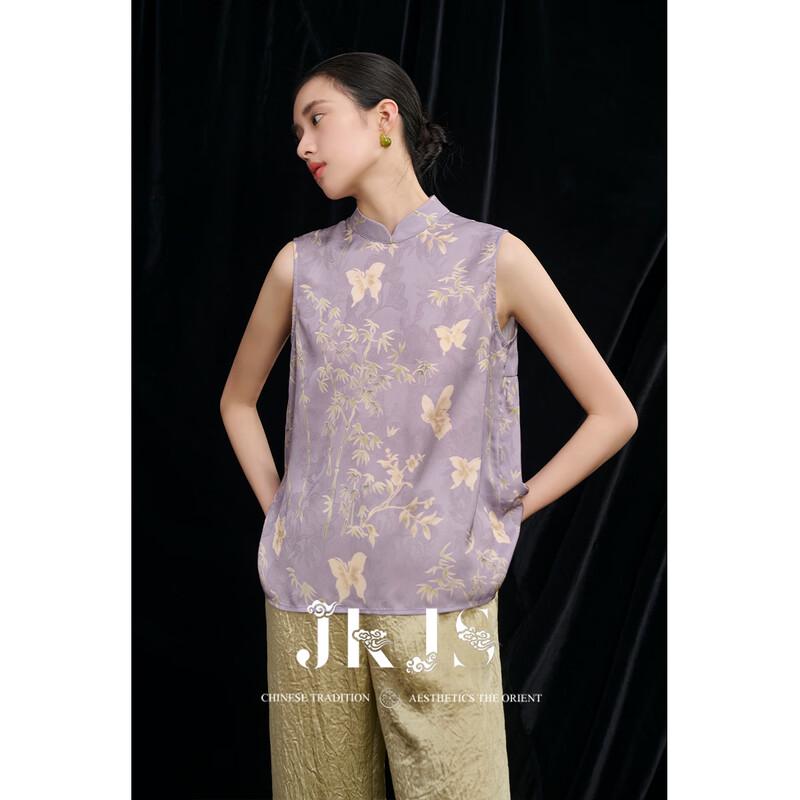 JK&JS Flower Scroll New Chinese Style Jacquard Sleeveless Vest