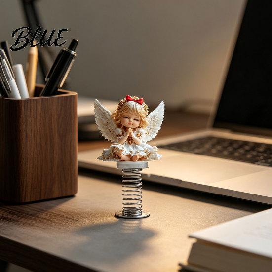Spring Swing Car Accessories Angel Girl Ornament 2D Double Sided Acrylic Dashboard Bouncing Office Table Decorations Decor with Adhesive Base,